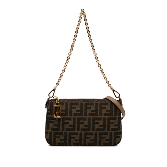 Fendi FF Jacquard Baguette Pouch Clutch with Chain