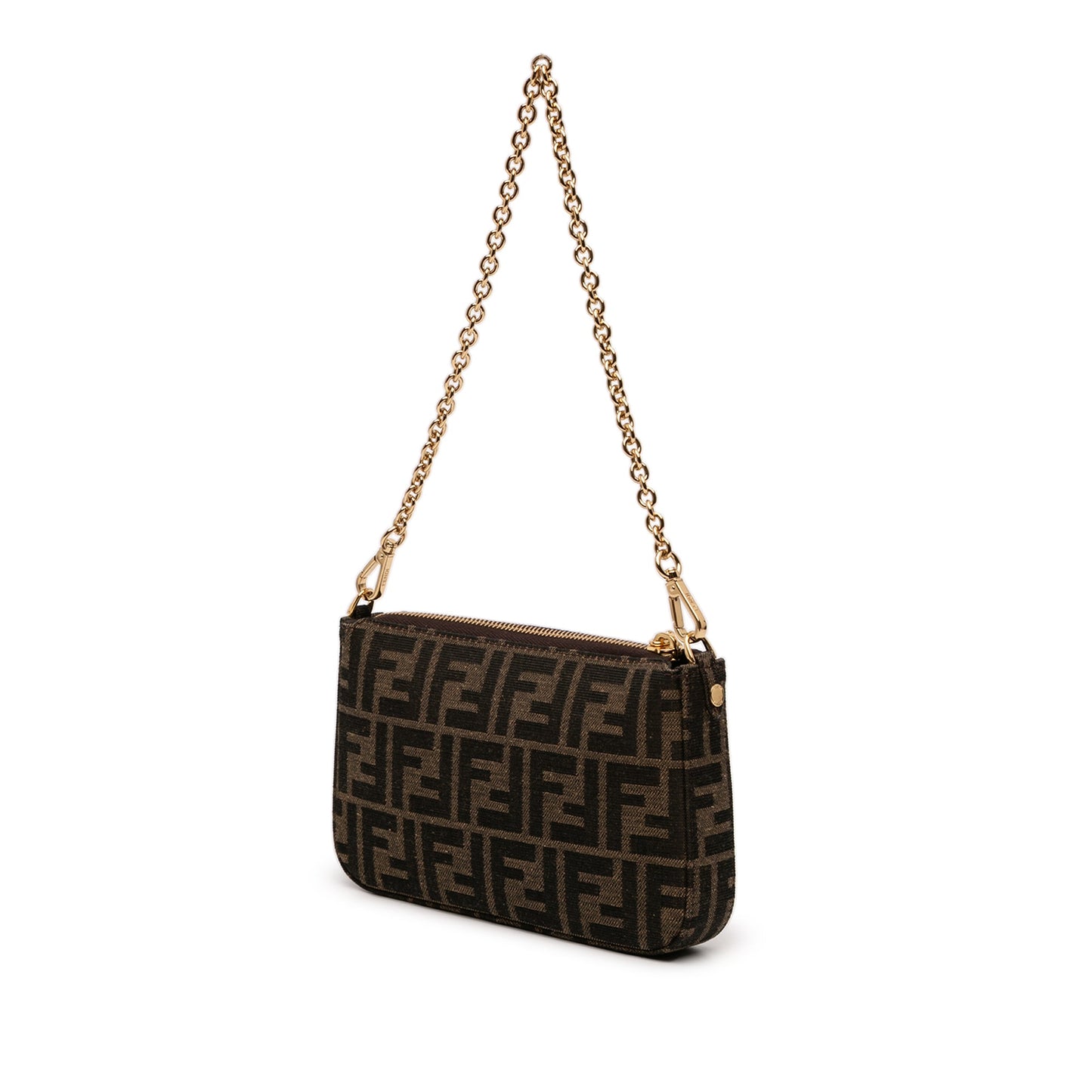 Fendi FF Jacquard Baguette Pouch Clutch with Chain