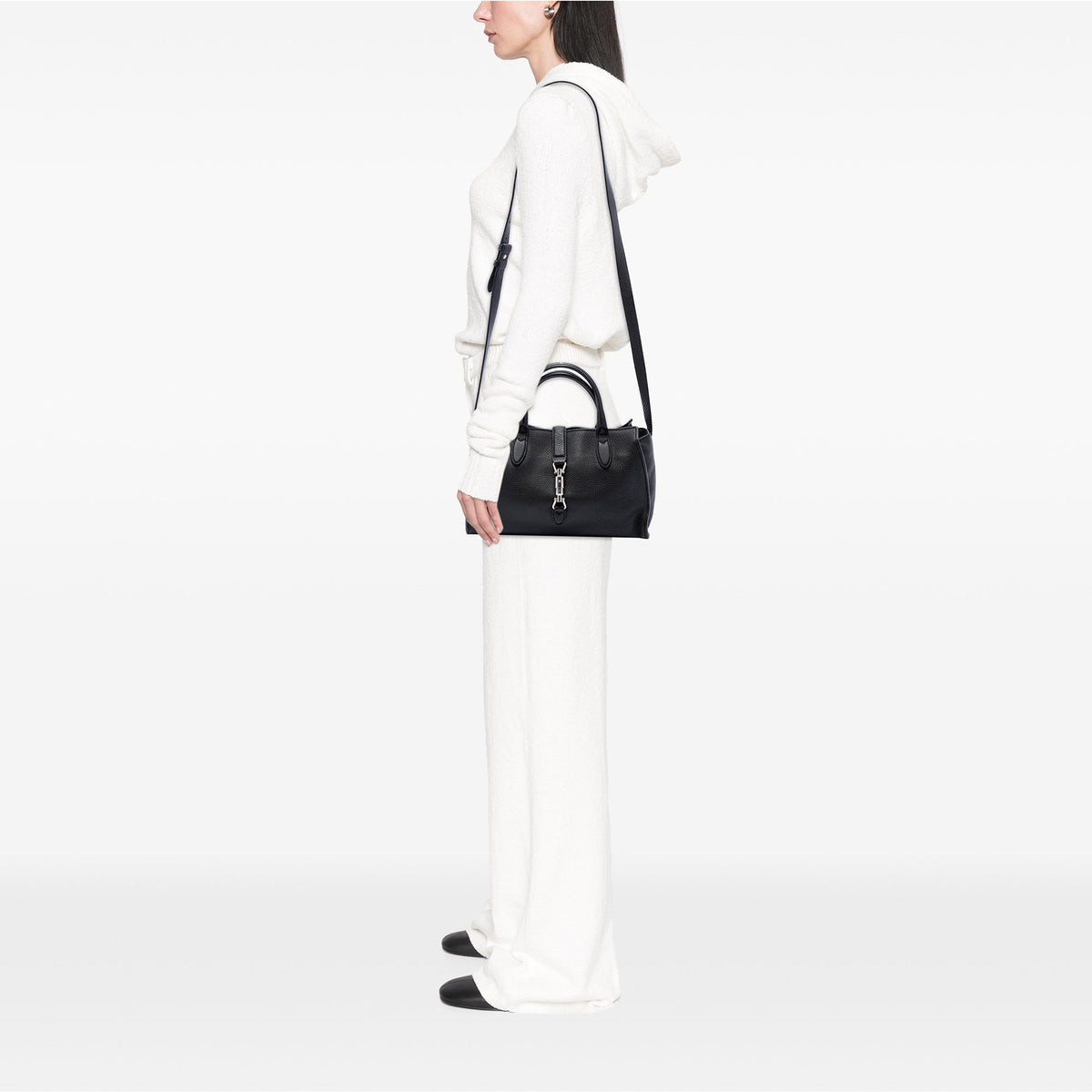 Gucci Small Grained Calfskin Soft Jackie Tote — Black