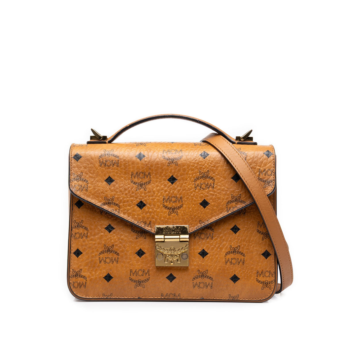 MCM Medium Visetos Coated Canvas Patricia Top Handle Bag
