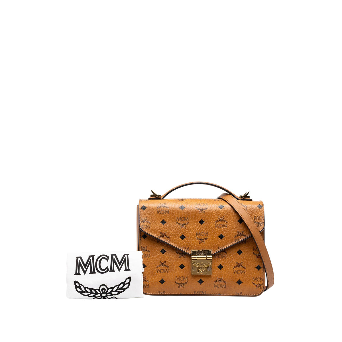 MCM Medium Visetos Coated Canvas Patricia Top Handle Bag