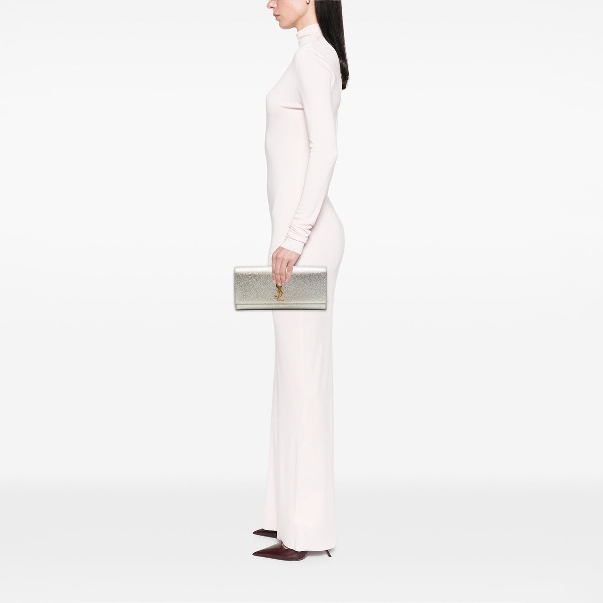 Saint Laurent Metallic Calfskin Cassandre Clutch