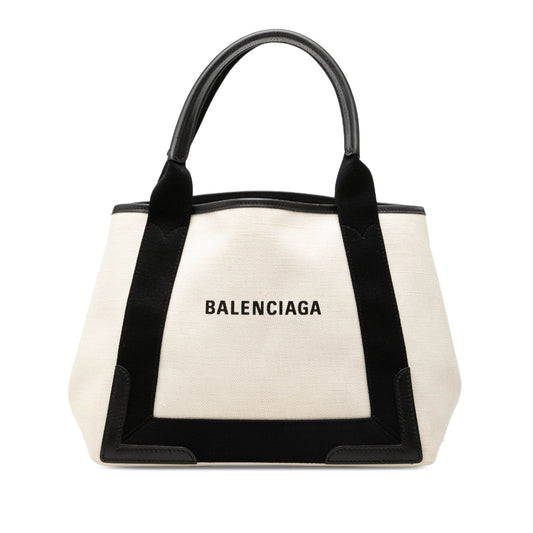 Balenciaga Canvas Navy Cabas Tote S