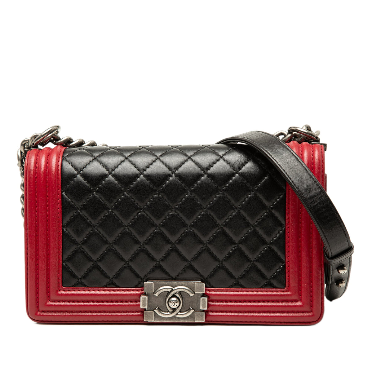 Chanel Old Medium Bicolor Quilted Lambskin Boy Flap