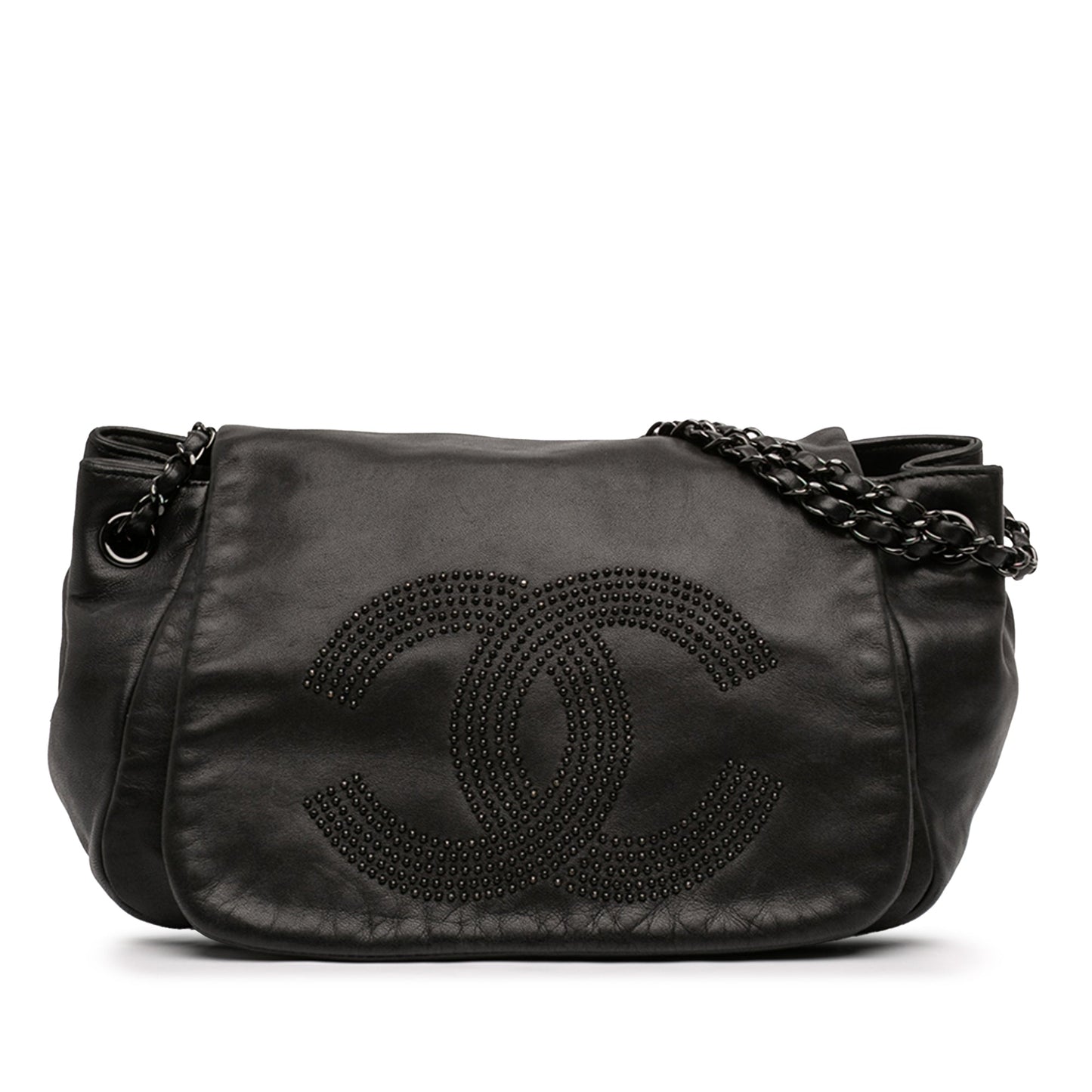 Chanel Lambskin Studded CC Accordion Flap