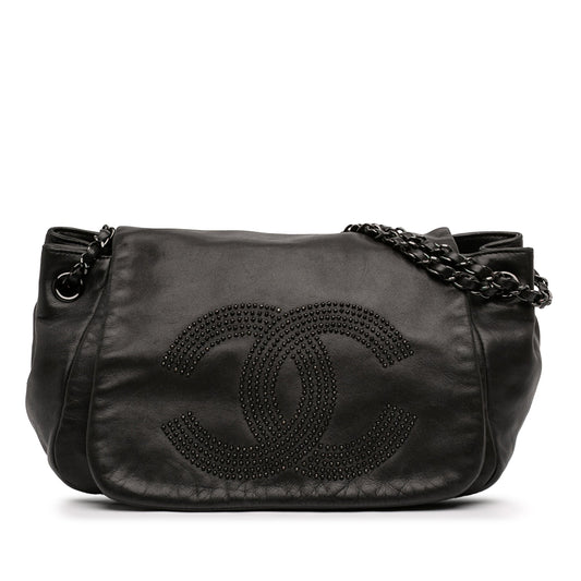 Chanel Lambskin Studded CC Accordion Flap