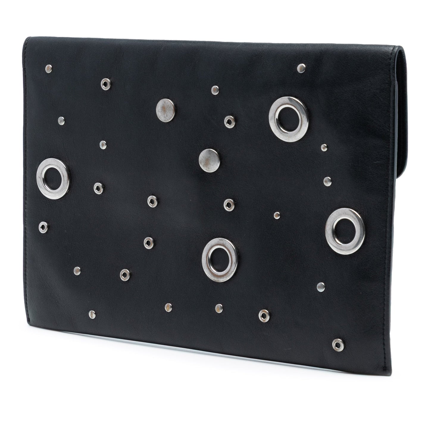 Alexander McQueen Leather Grommet Studded Skull Clutch