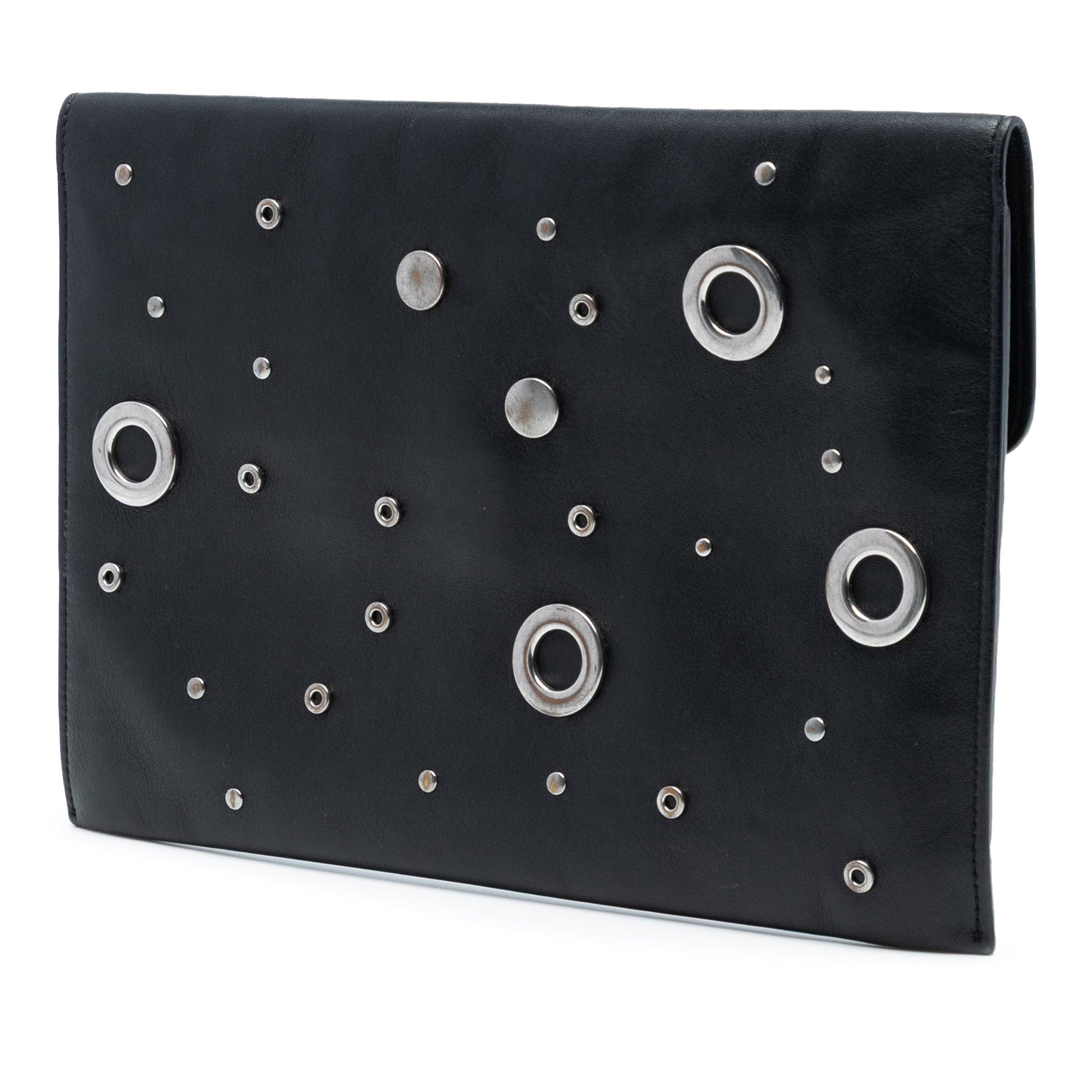 Alexander McQueen Leather Grommet Studded Skull Clutch