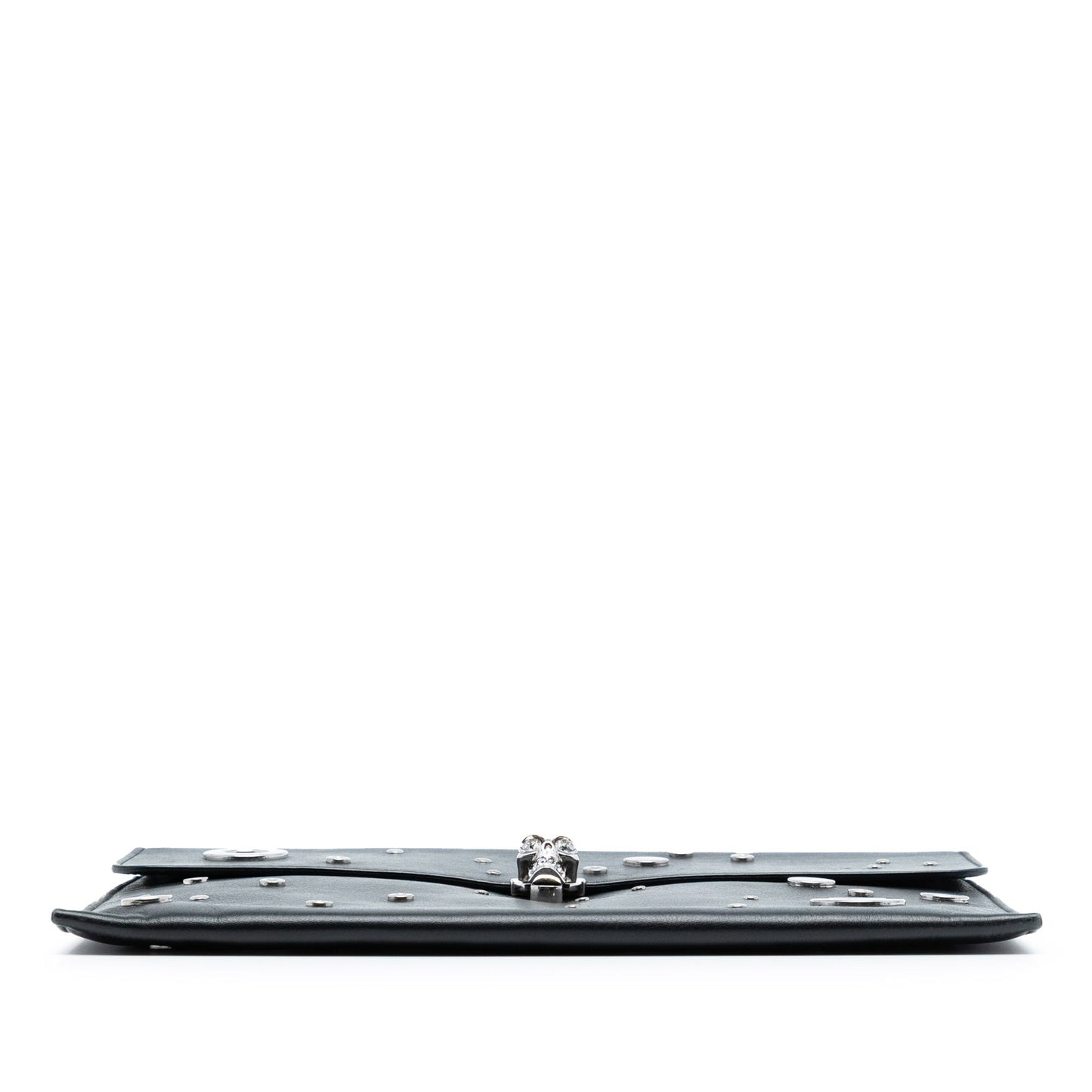 Alexander McQueen Leather Grommet Studded Skull Clutch