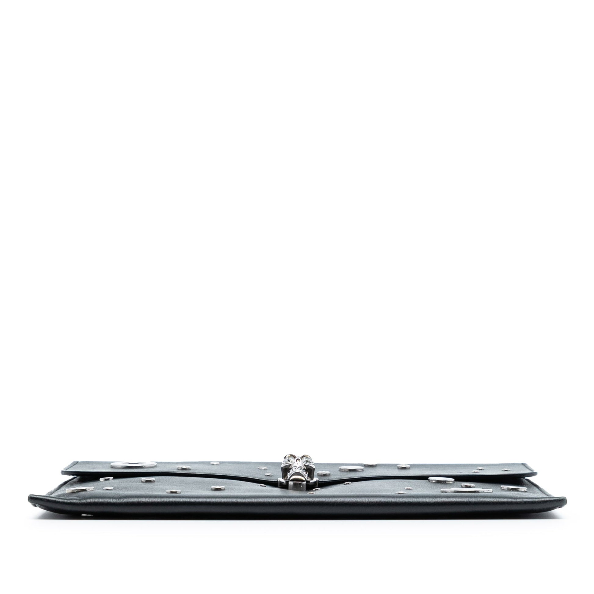 Alexander McQueen Leather Grommet Studded Skull Clutch