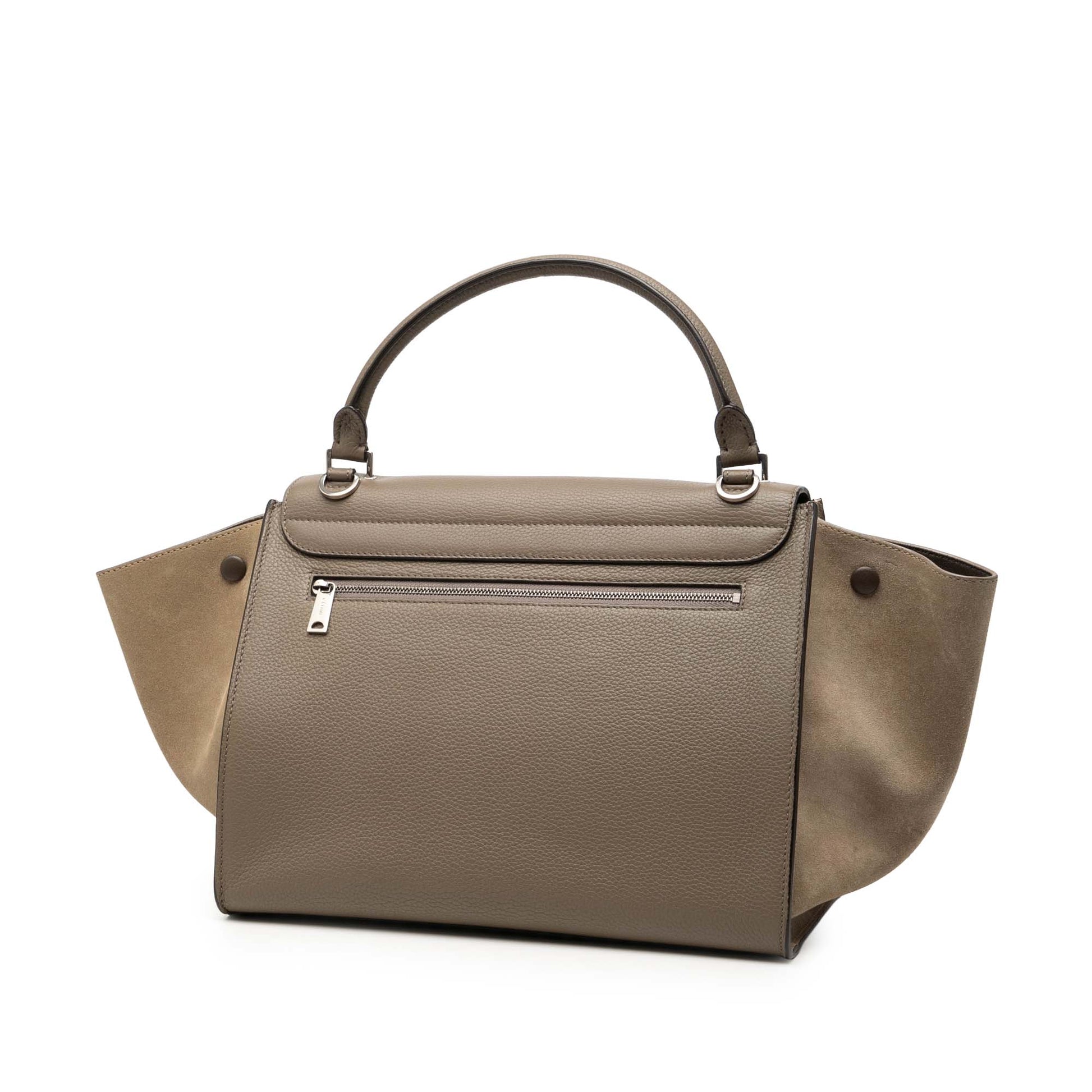 Celine Medium Bicolor Calfskin and Suede Trapeze Satchel