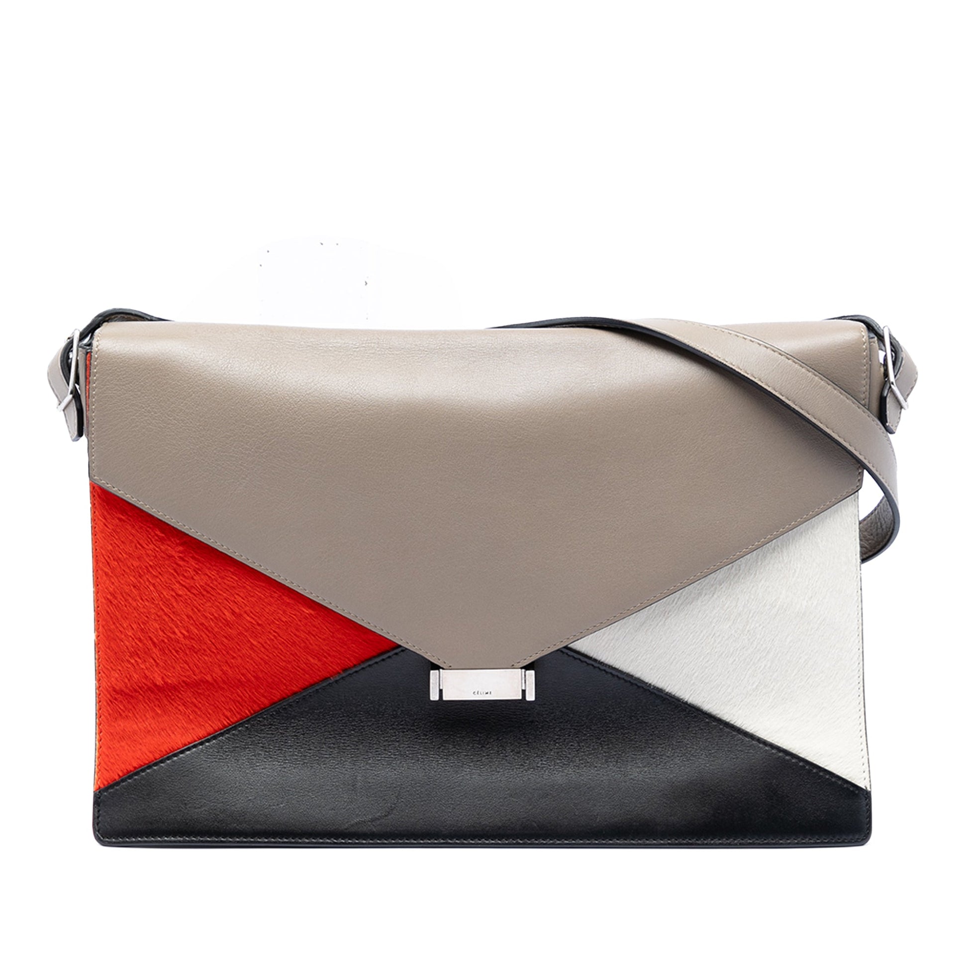 Celine Multicolor Leather and Pony Hair Diamond Shoulder Bag