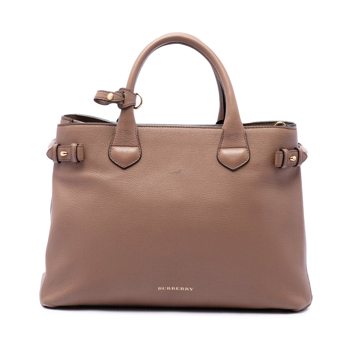 Burberry Medium Calfskin and House Check Banner Satchel — Brown