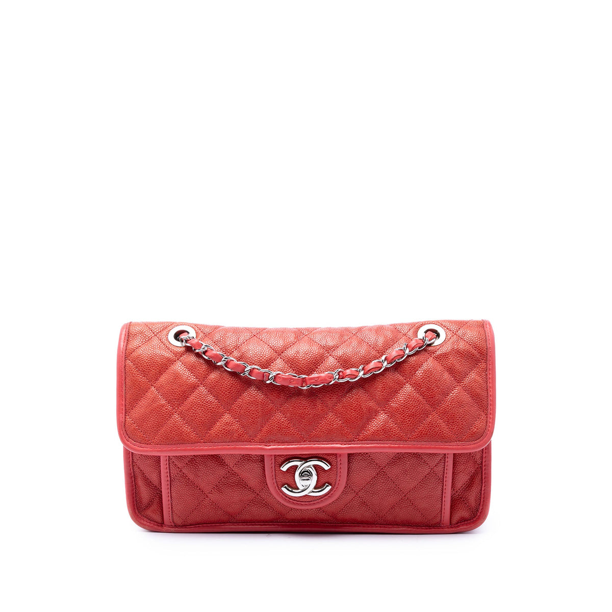 Chanel Medium Quilted Caviar French Riviera Flap — Red