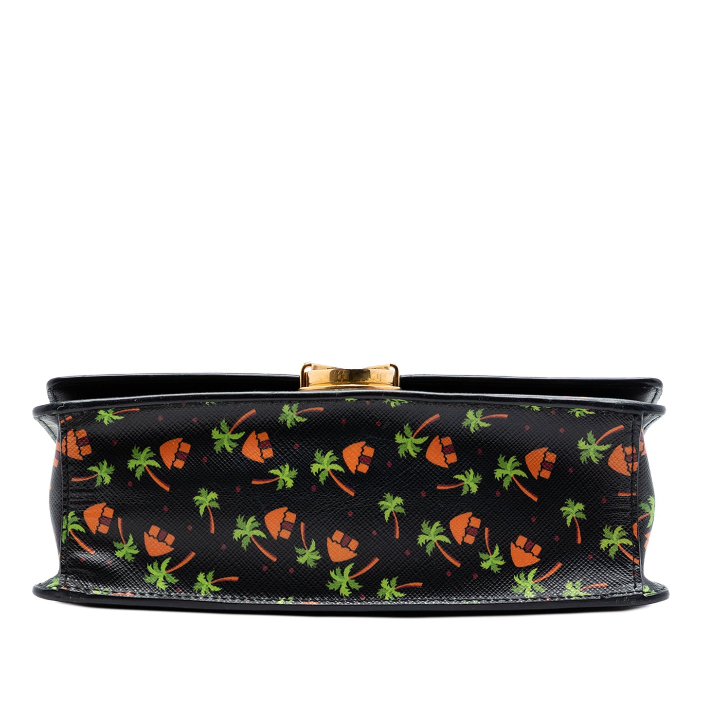 Prada Saffiano Palm Tree and Hut Print Flap Crossbody