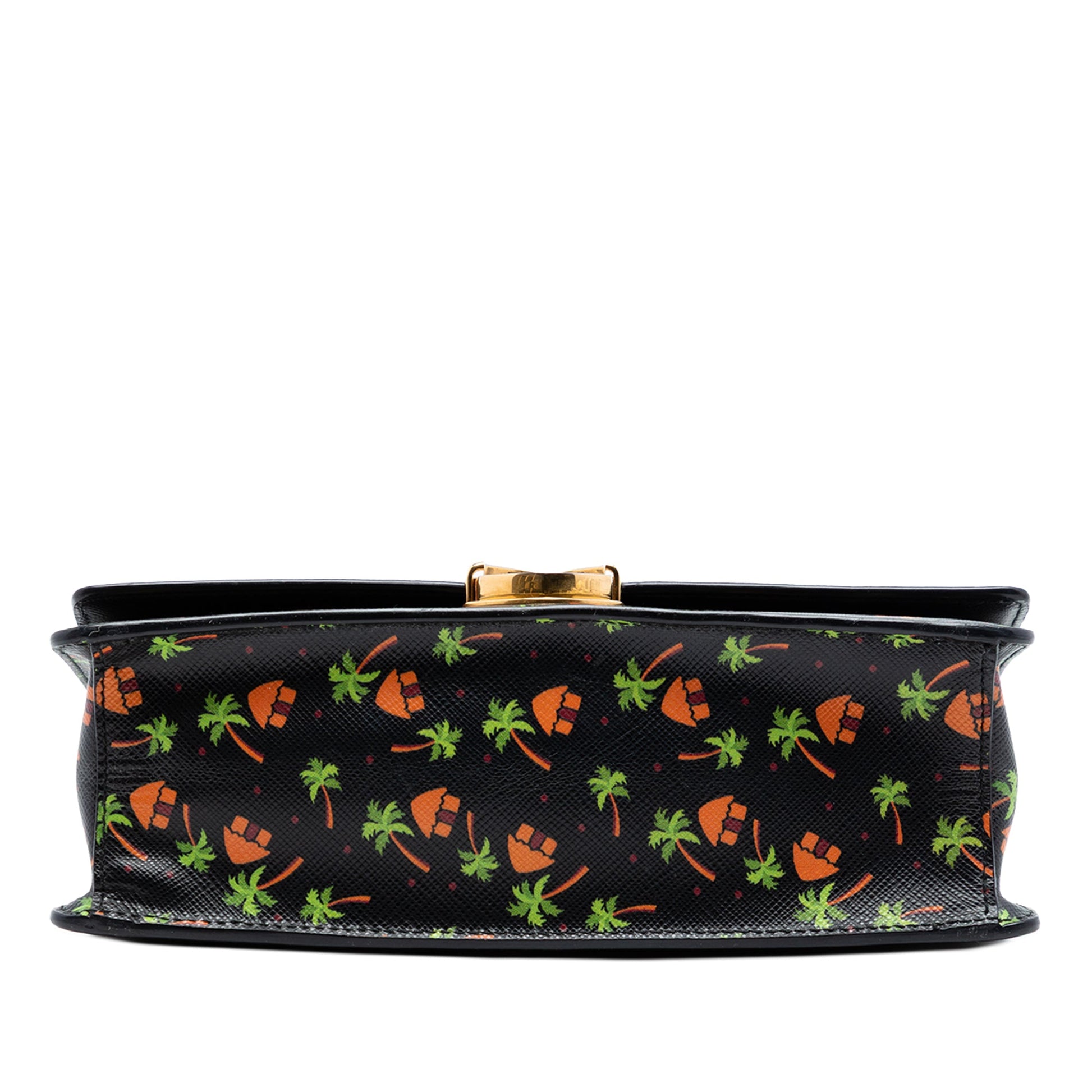Prada Saffiano Palm Tree and Hut Print Flap Crossbody
