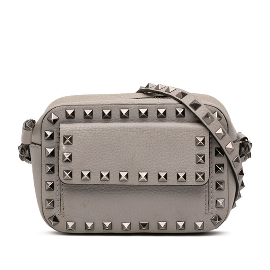 Valentino Pebbled Calfskin Rockstud Flap Pocket Camera Bag