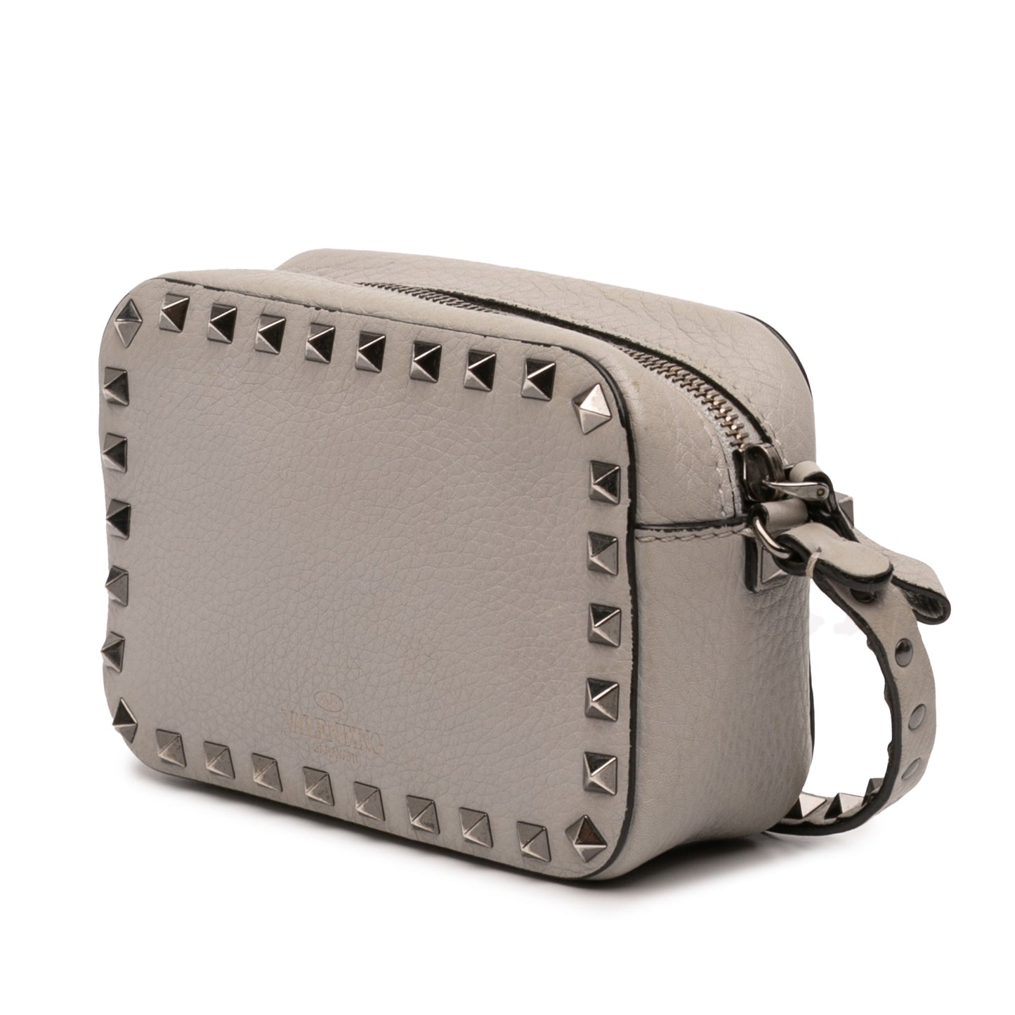 Valentino Pebbled Calfskin Rockstud Flap Pocket Camera Bag