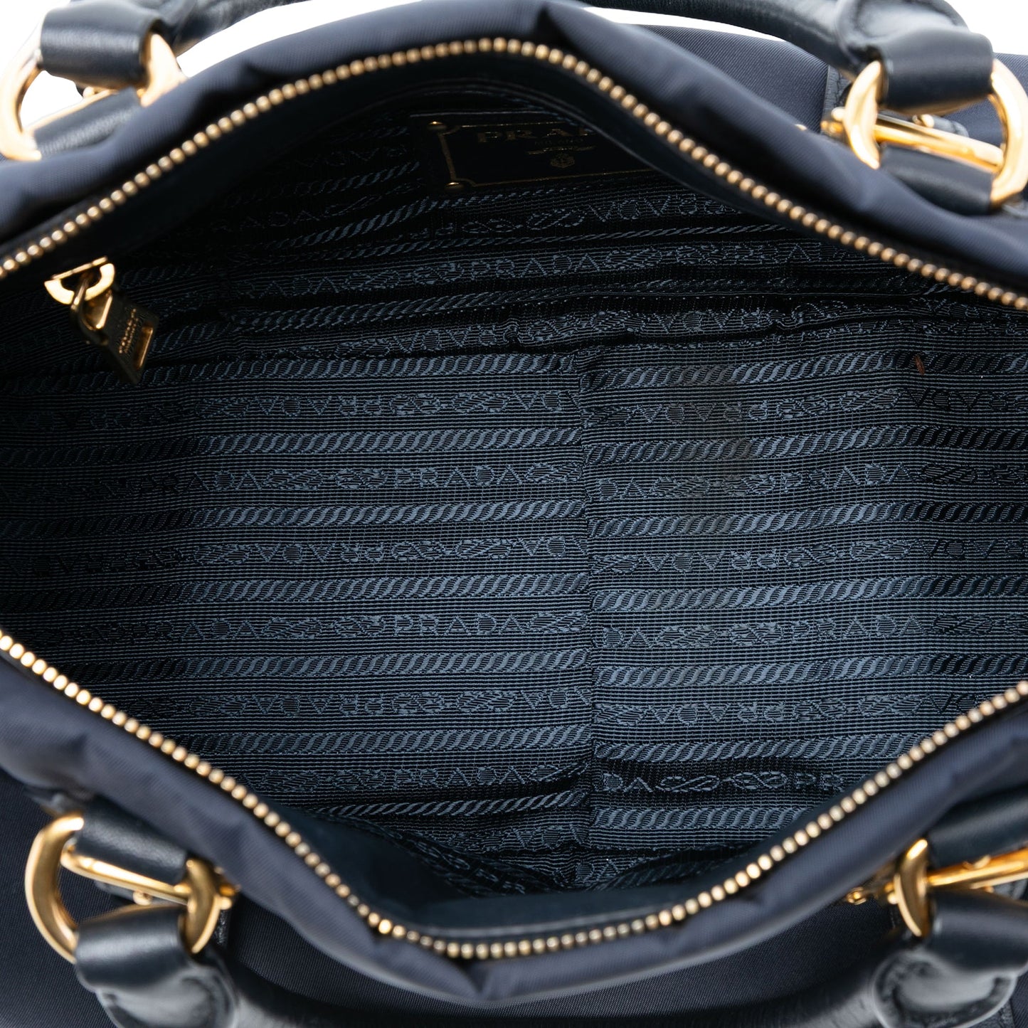 Prada Soft Calf Trimmed Tessuto Satchel