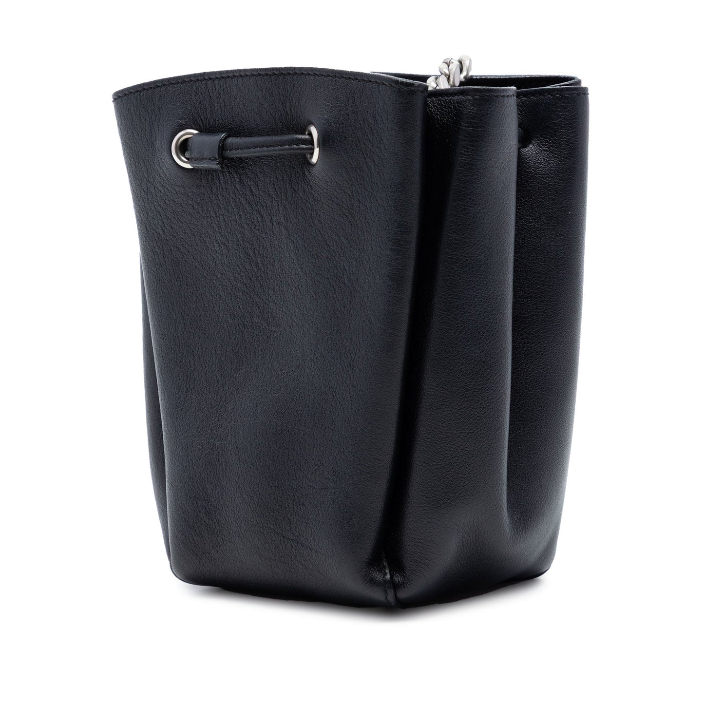Saint Laurent Mini Leather Monogram Embellished Bourse Bucket Bag