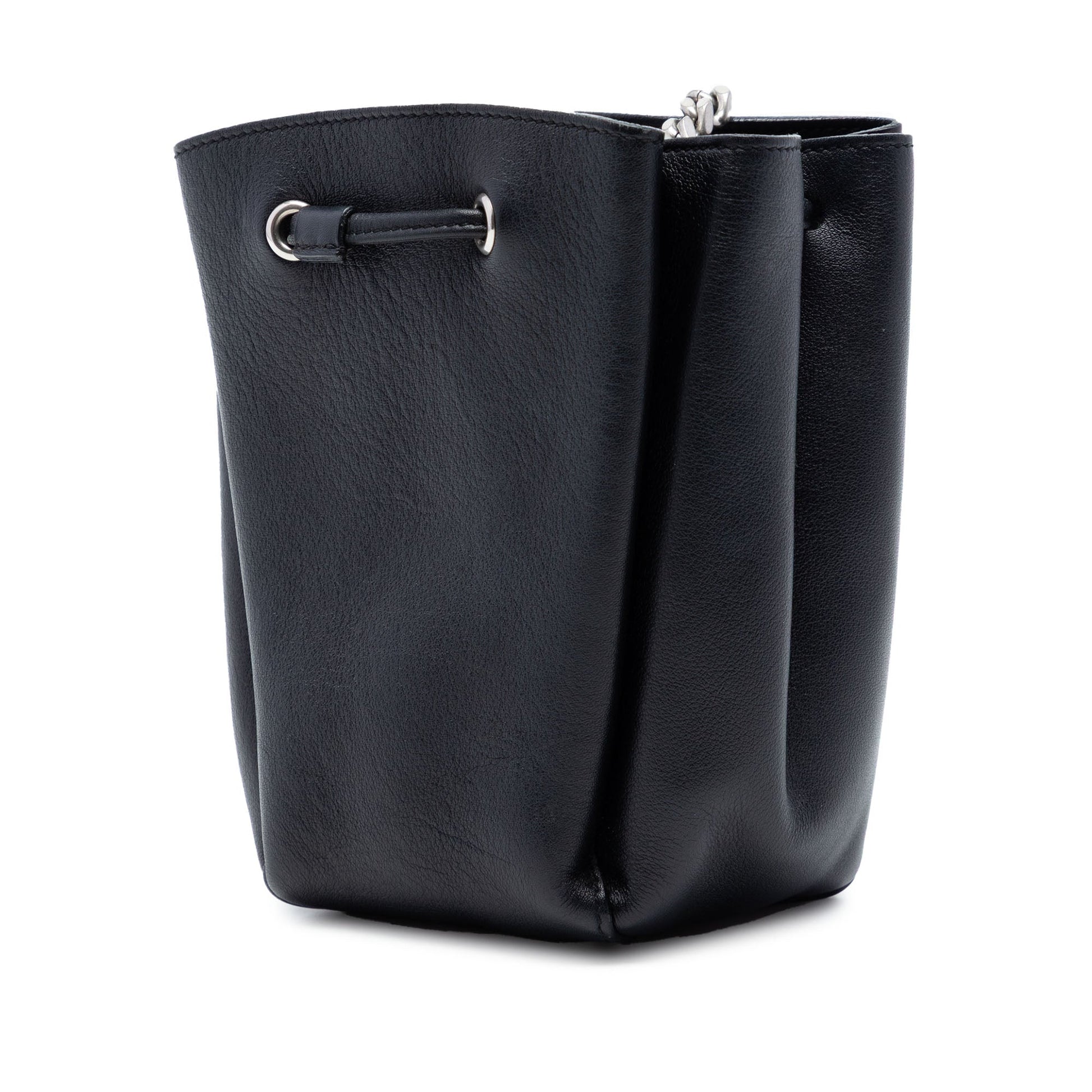 Saint Laurent Mini Leather Monogram Embellished Bourse Bucket Bag
