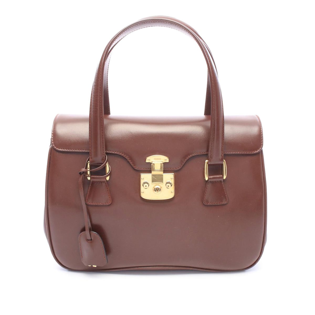 Gucci Calfskin Lady Lock Handbag — Brown