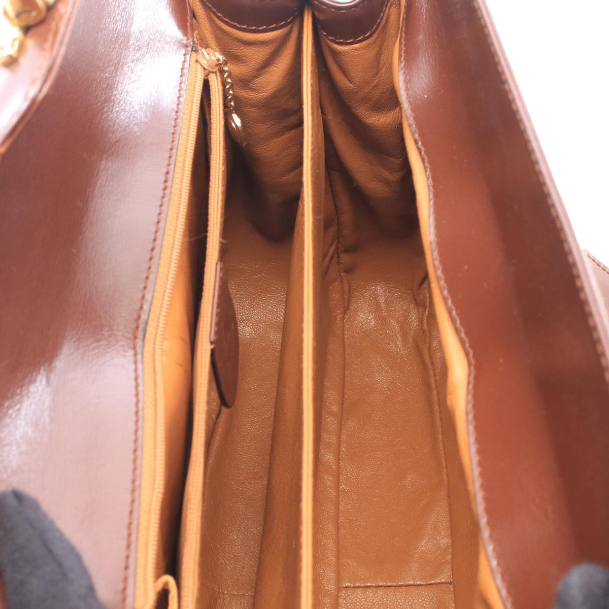 Gucci Calfskin Lady Lock Handbag — Brown