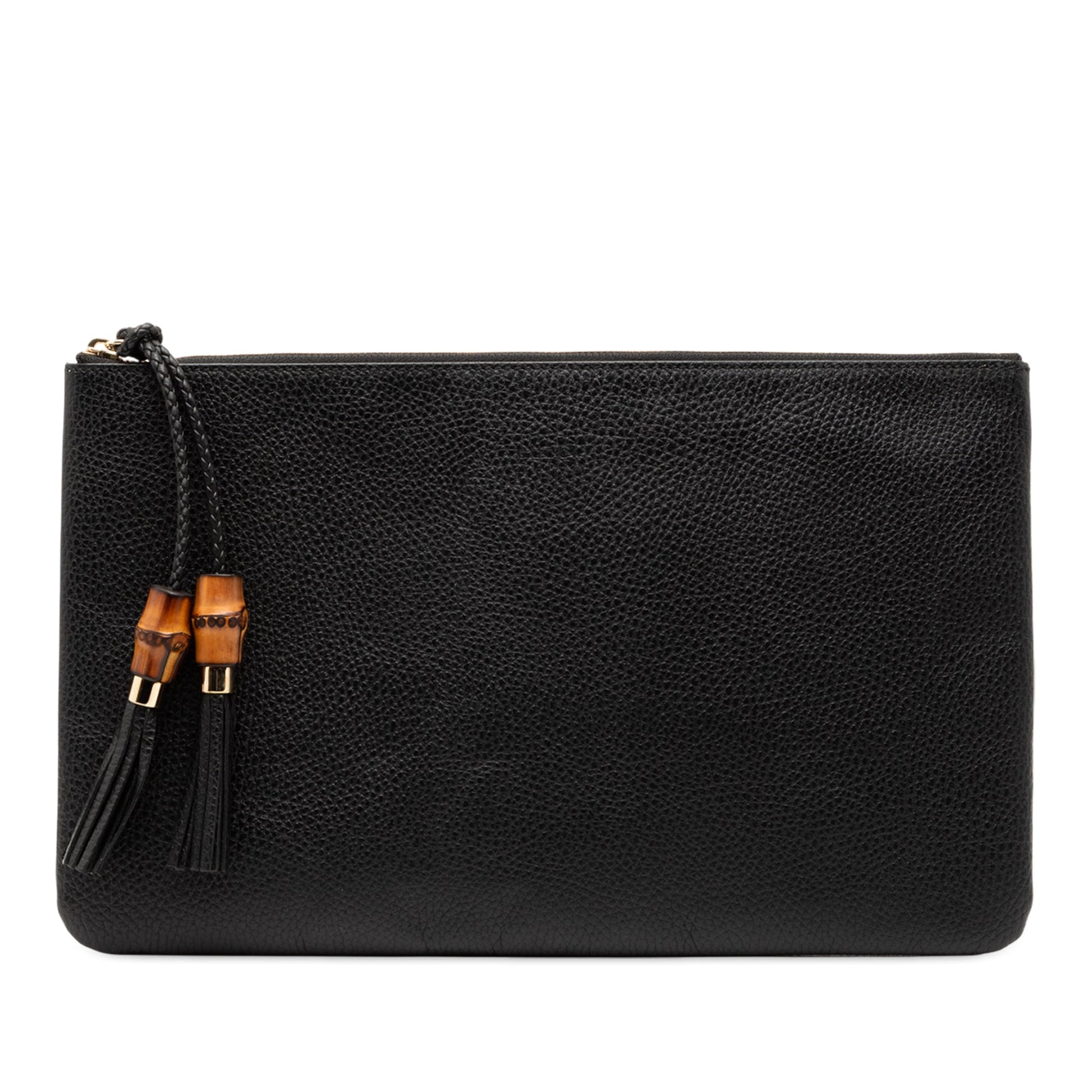 Gucci Calfskin Bamboo Tassel Clutch