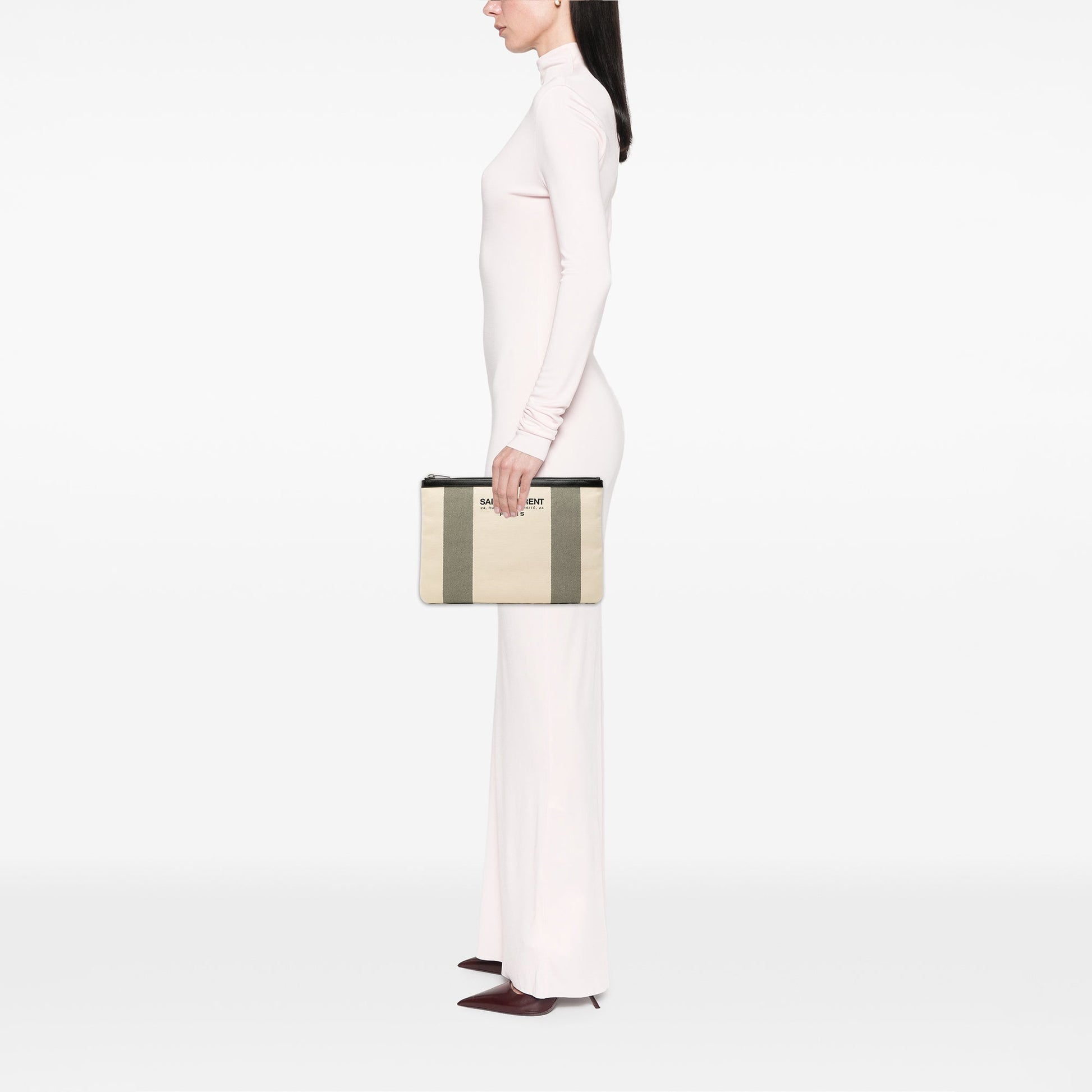 Saint Laurent Canvas Beach Zip Clutch