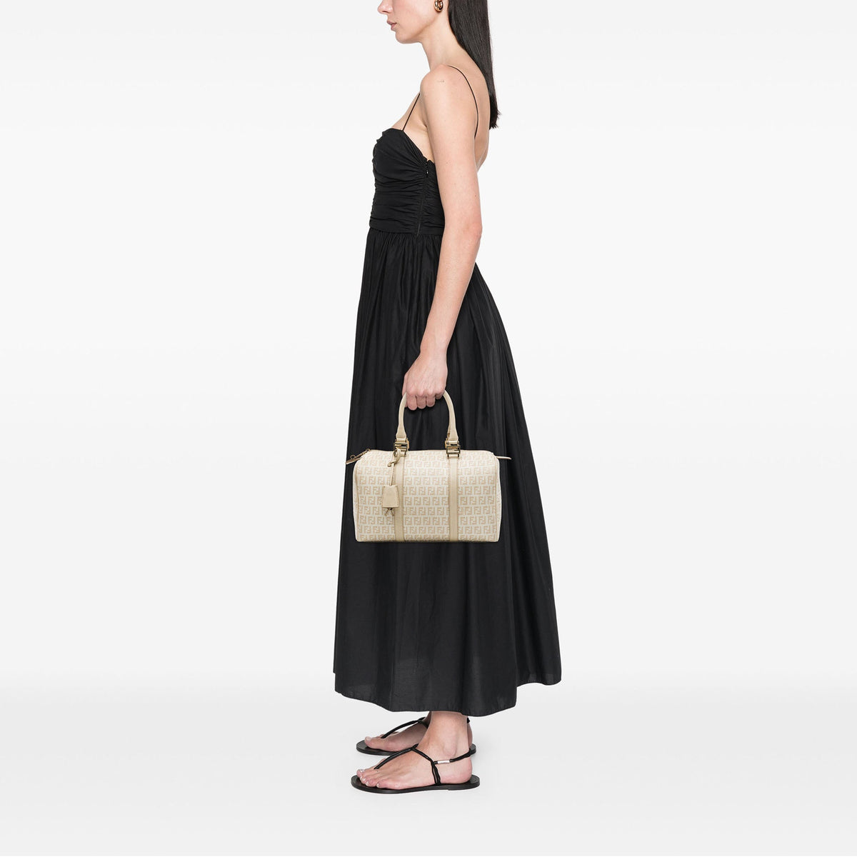 Fendi Zucchino Spalmati Forever Bauletto Boston Bag