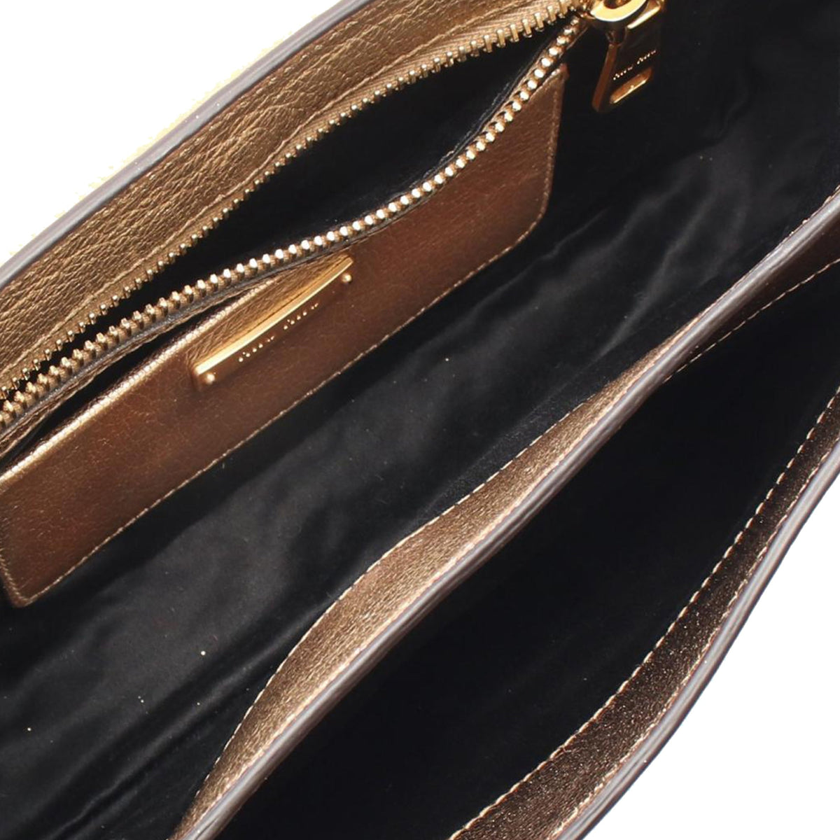Miu Miu Leather Sound Lock Crossbody — Beige