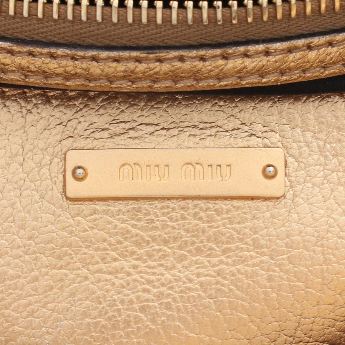 Miu Miu Leather Sound Lock Crossbody — Beige