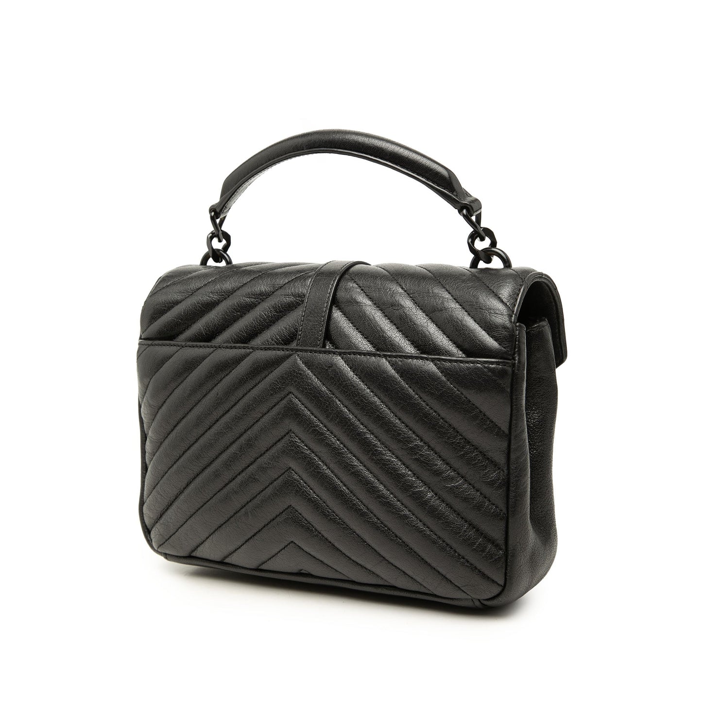 Saint Laurent Medium Chevron Sheepskin  Monogram Monochrome College Bag