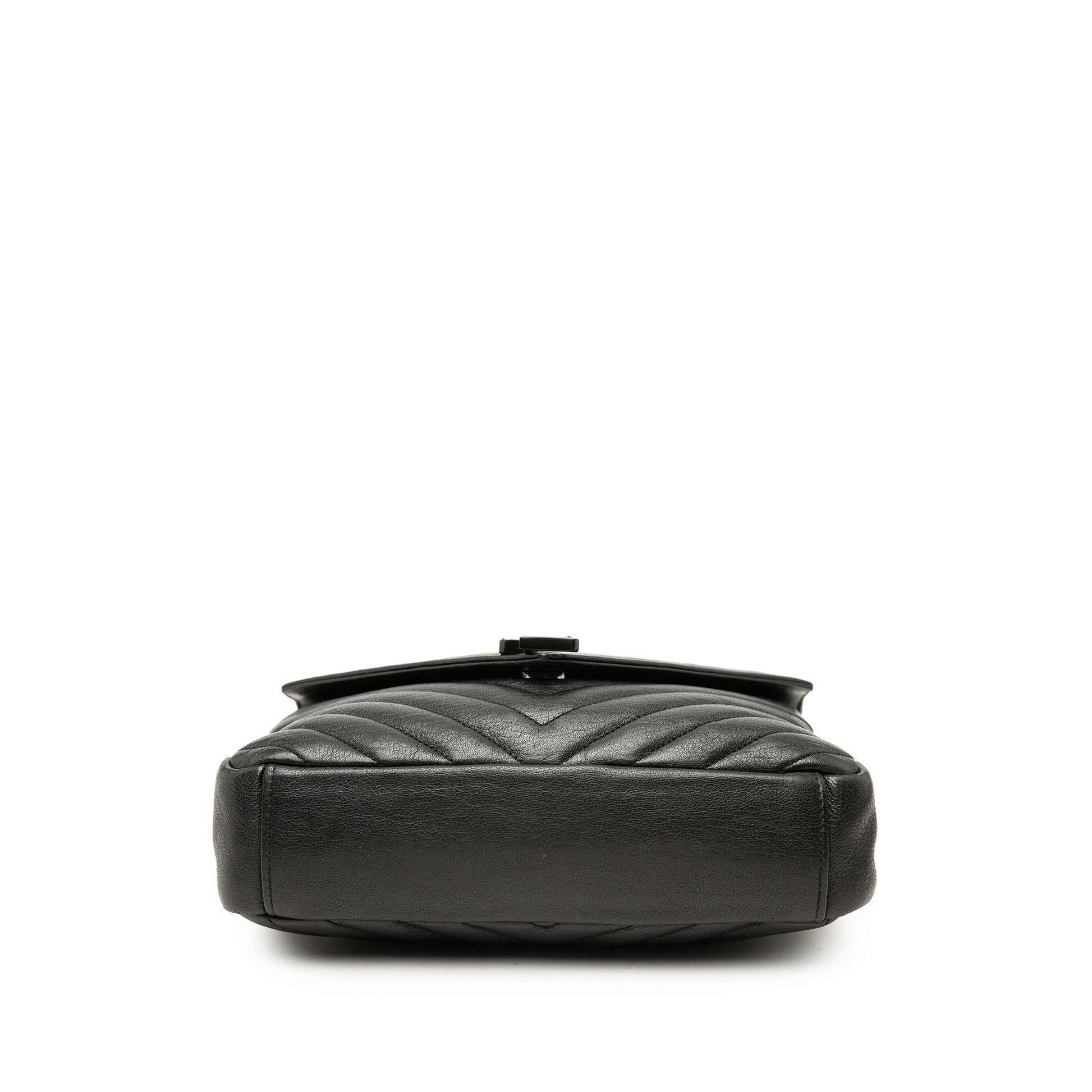 Saint Laurent Medium Chevron Sheepskin  Monogram Monochrome College Bag
