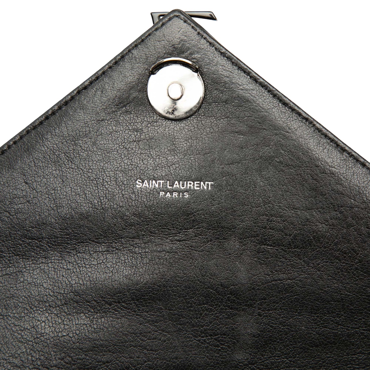 Saint Laurent Medium Chevron Sheepskin  Monogram Monochrome College Bag