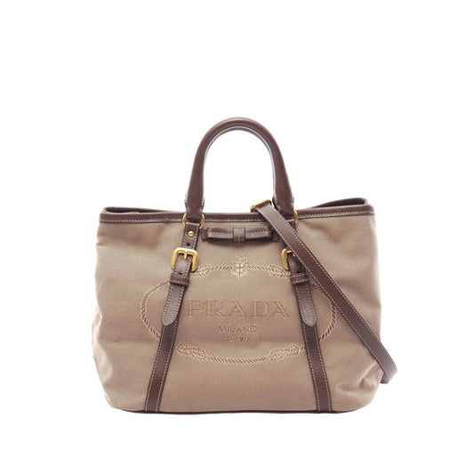 Prada Canvas Canapa Logo Bow Satchel