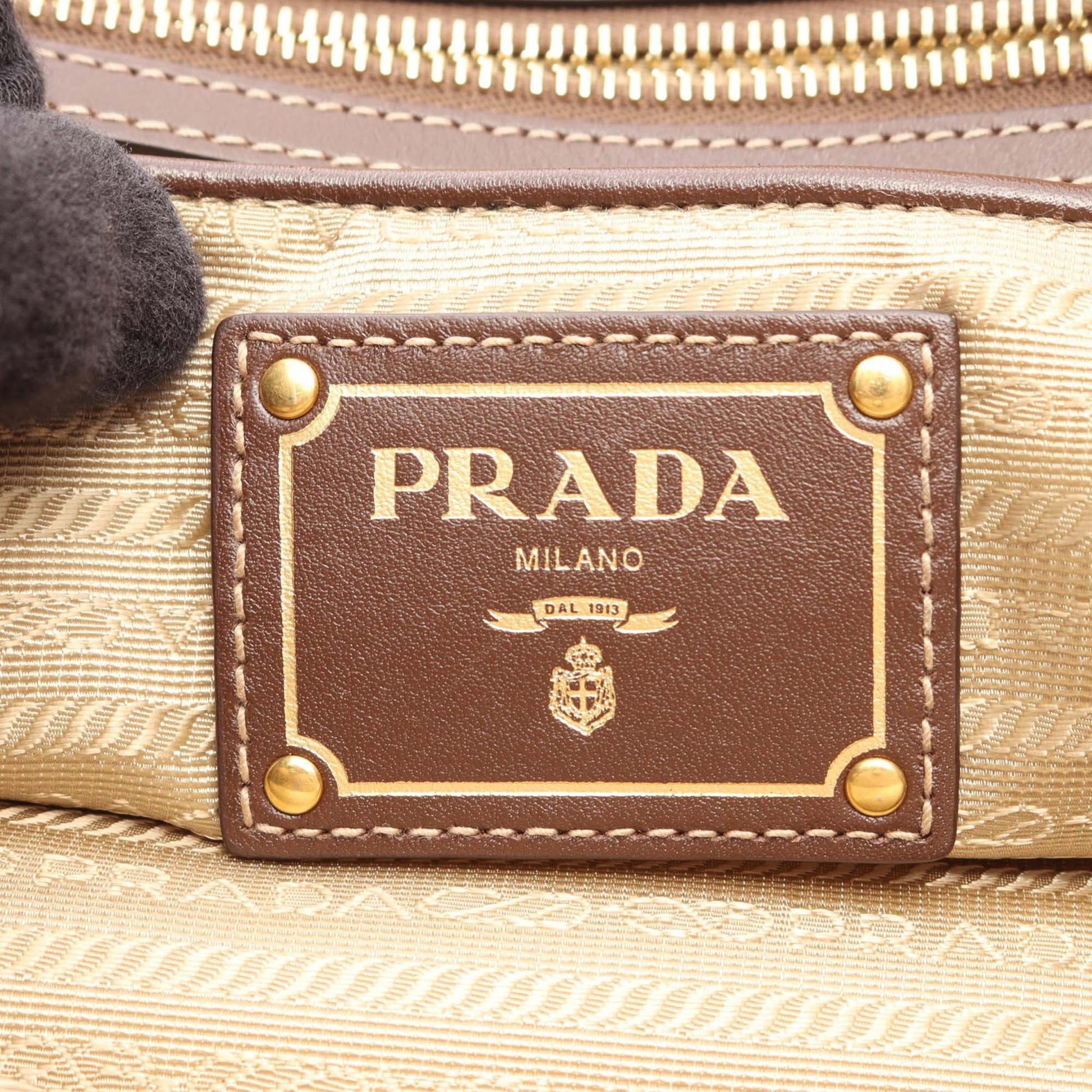 Prada Canvas Canapa Logo Bow Satchel