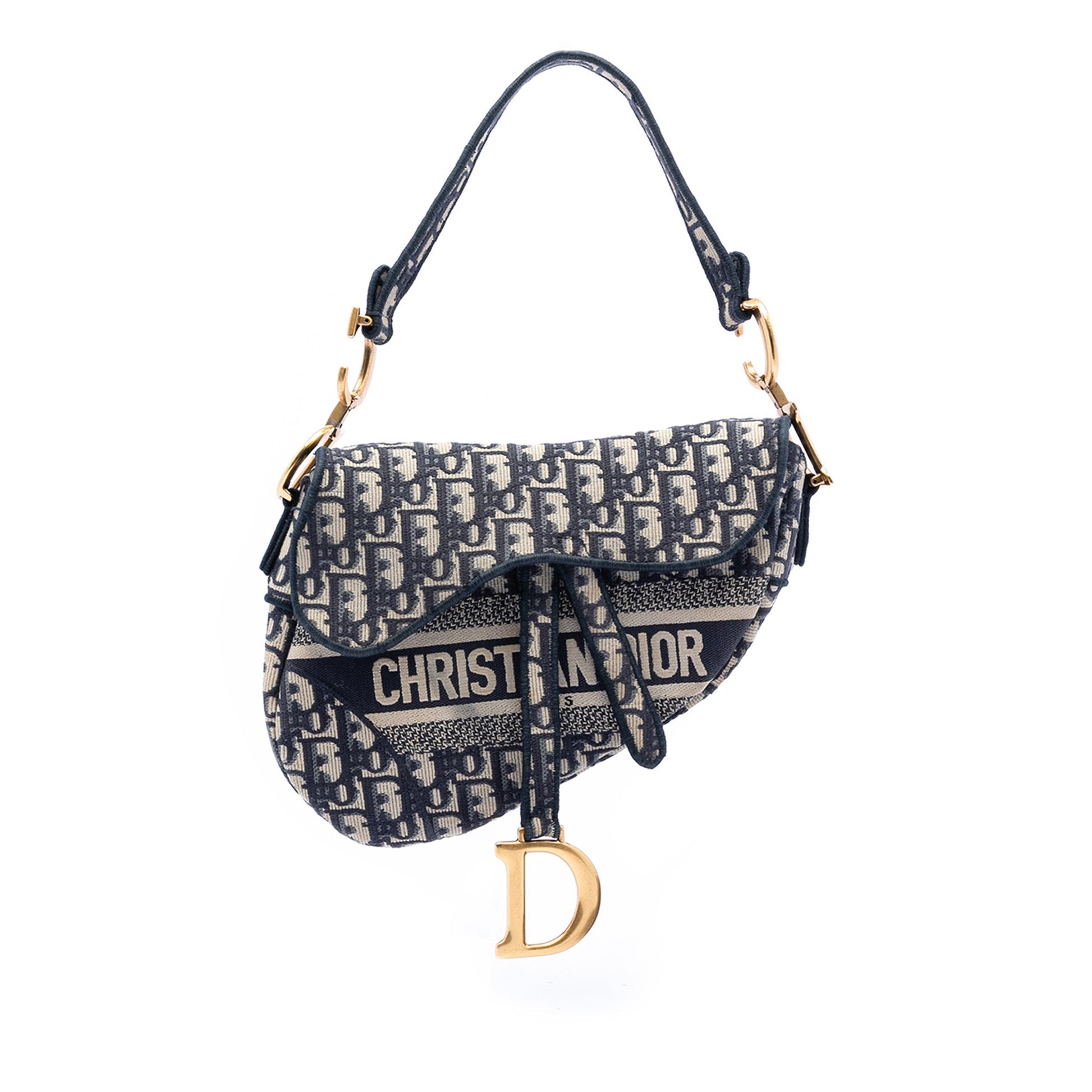 Dior Oblique Embroidered Canvas Saddle Bag