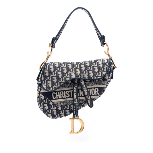Dior Oblique Embroidered Canvas Saddle Bag