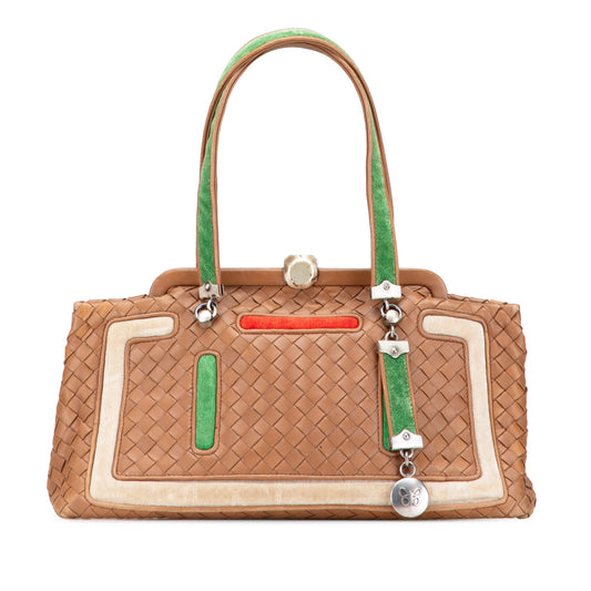 Bottega Veneta Velvet Trimmed Nappa Intrecciato Frame Bag