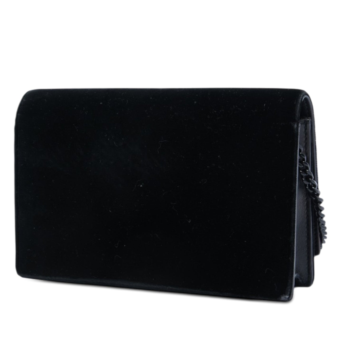 Saint Laurent Velvet Crystal Monogram Kate Tassel Wallet on Chain