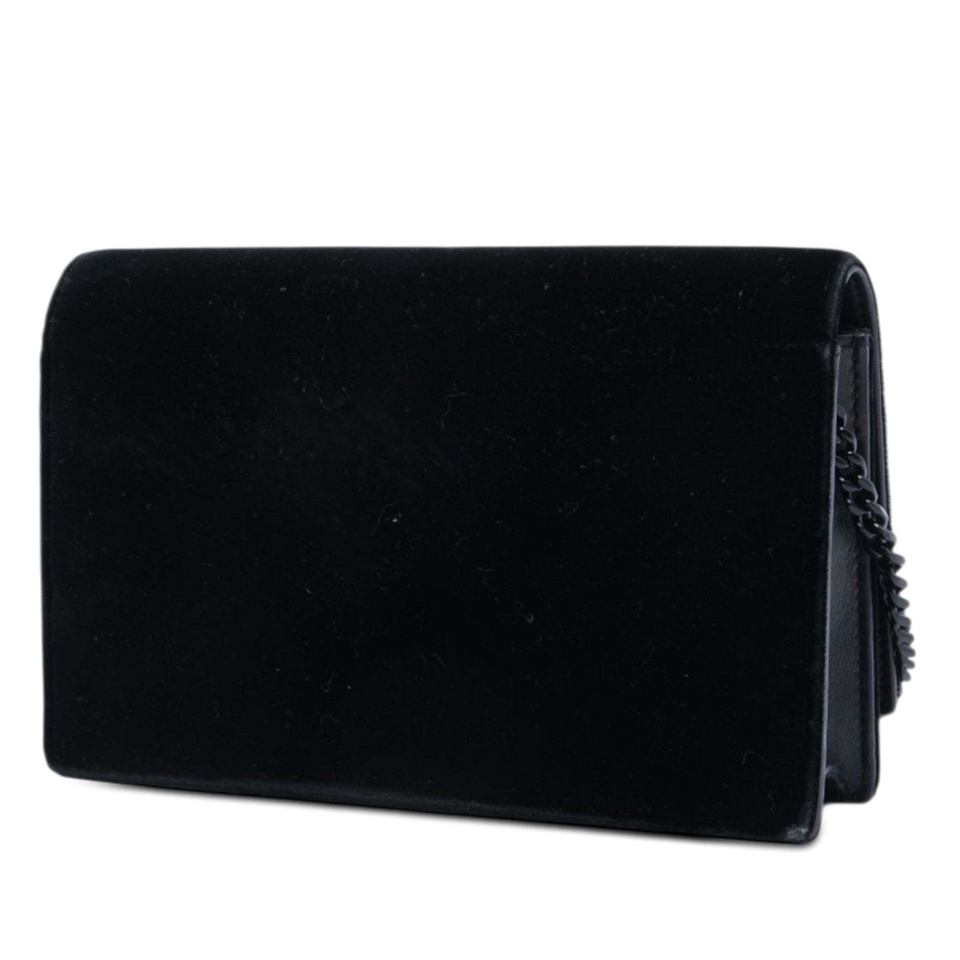 Saint Laurent Velvet Crystal Monogram Kate Tassel Wallet on Chain
