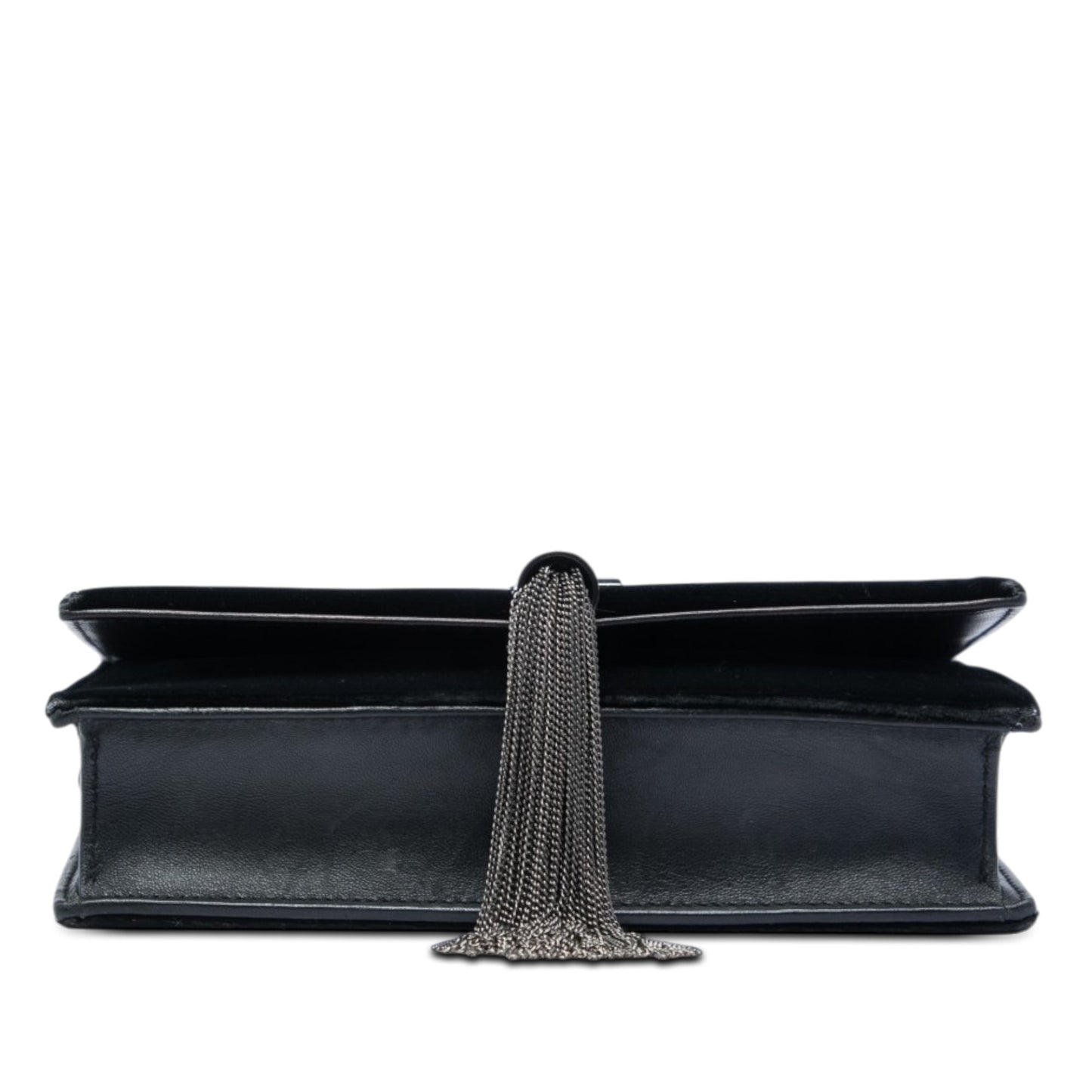 Saint Laurent Velvet Crystal Monogram Kate Tassel Wallet on Chain
