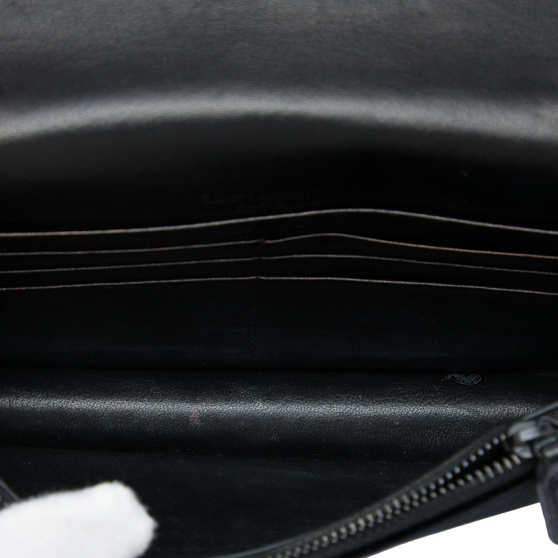 Saint Laurent Velvet Crystal Monogram Kate Tassel Wallet on Chain
