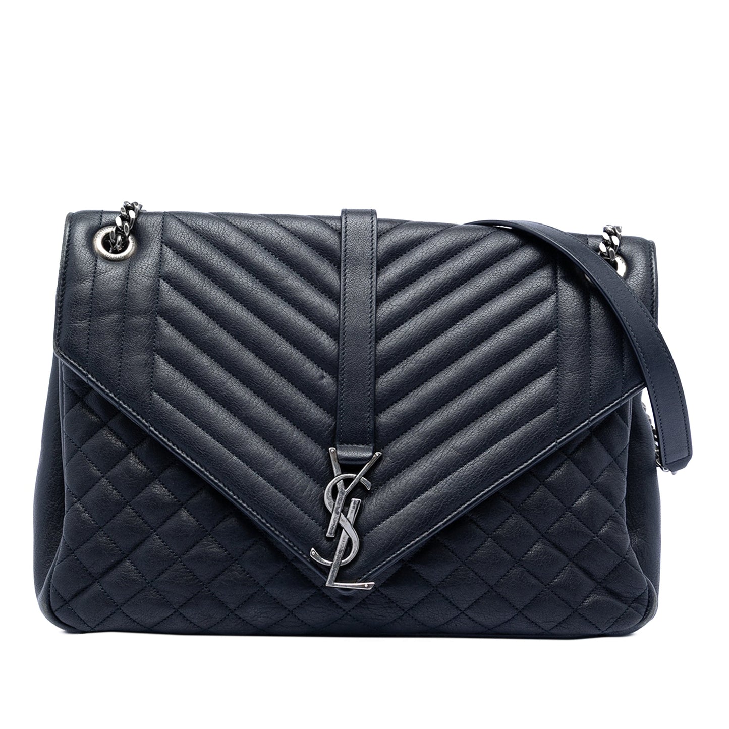 Saint Laurent Large Triquilt Sheepskin Monogram College Bag