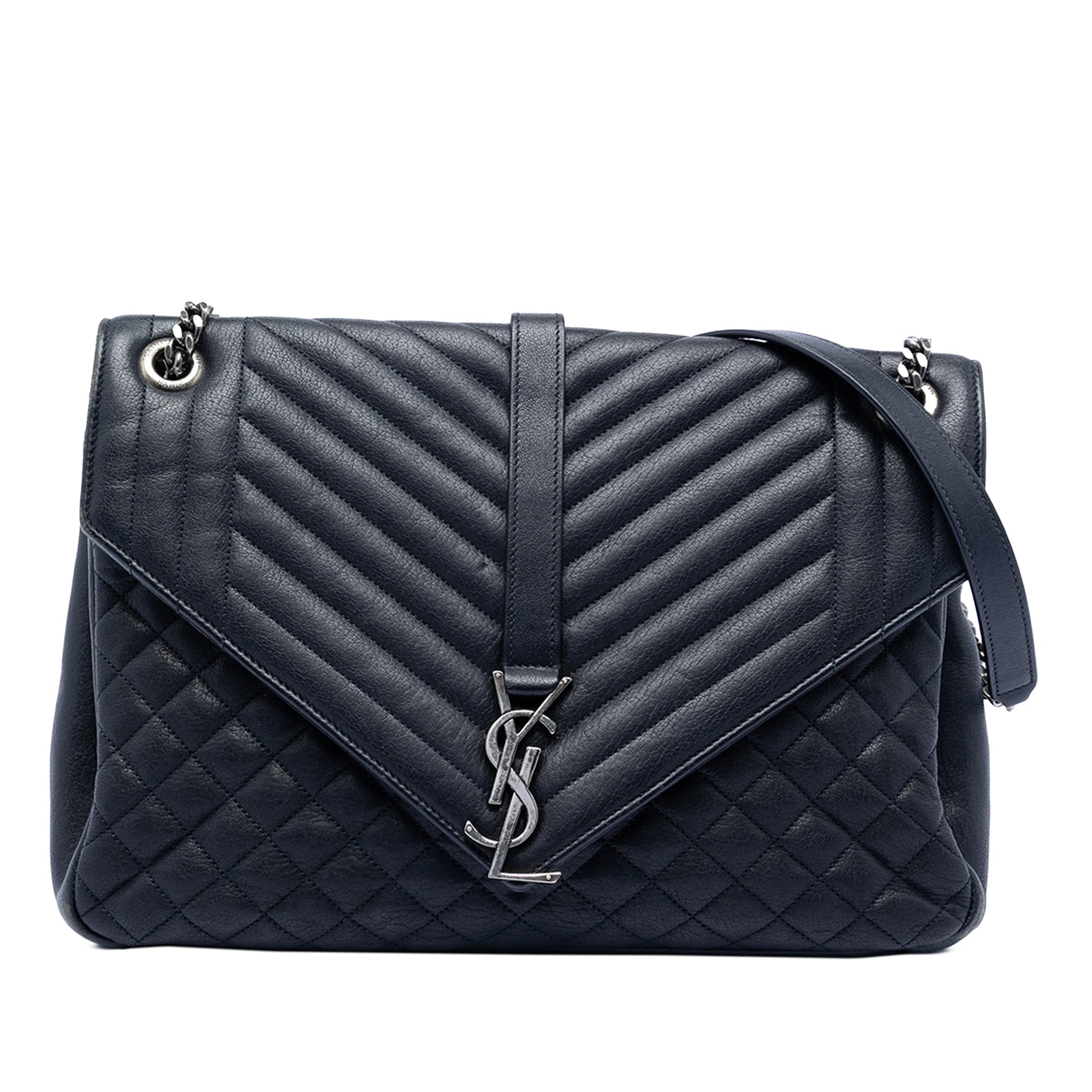 Saint Laurent Large Triquilt Sheepskin Monogram College Bag