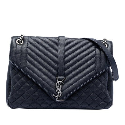 Saint Laurent Large Triquilt Sheepskin Monogram College Bag