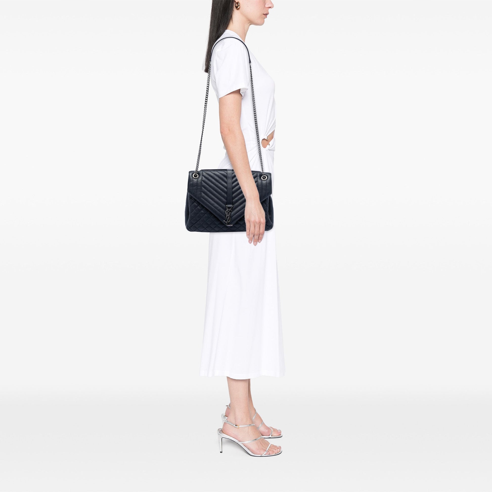 Saint Laurent Large Triquilt Sheepskin Monogram College Bag
