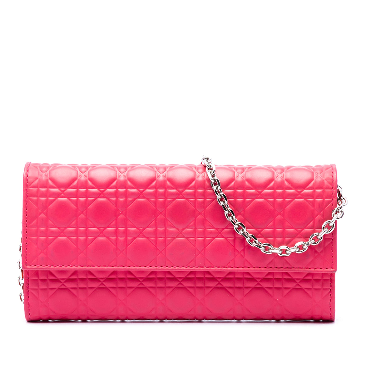 Dior Bicolor Lambskin Cannage Lady Dior Wallet on Chain