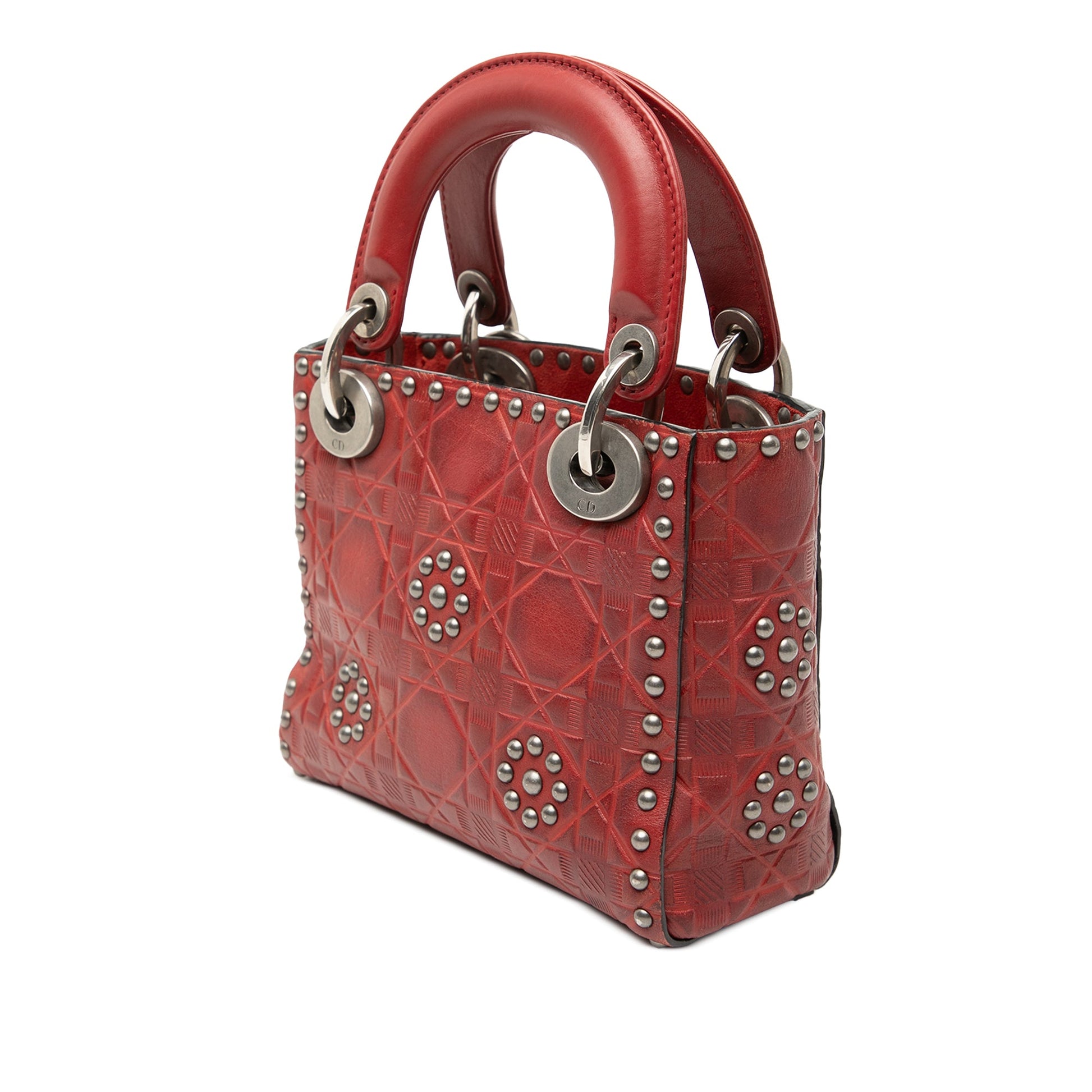 Dior Mini Embossed Calfskin Cannage Studded Flower Lady Dior